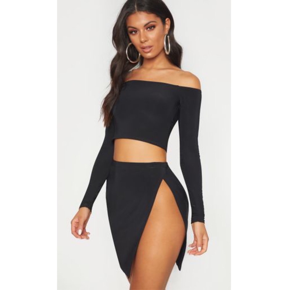 Slinky Split Front Mini Skirt